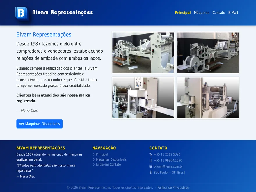 Site da Bivam Representações