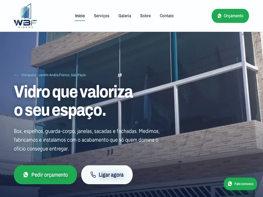 Site da WBF Vidros